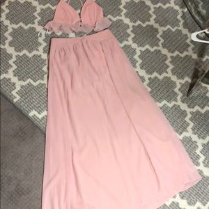 Adorable blush color skirt set